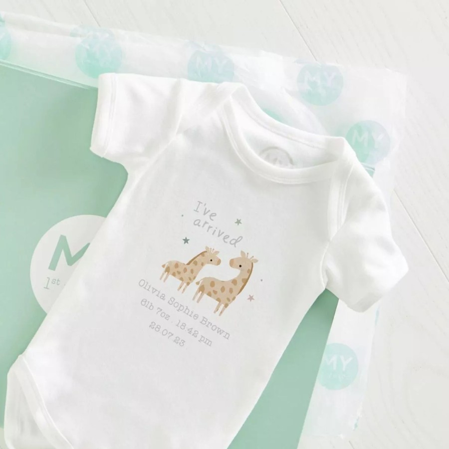 Baby (0-24 Mos) My 1st Years All Baby Clothing | Personalised New Arrival Giraffe Bodysuit