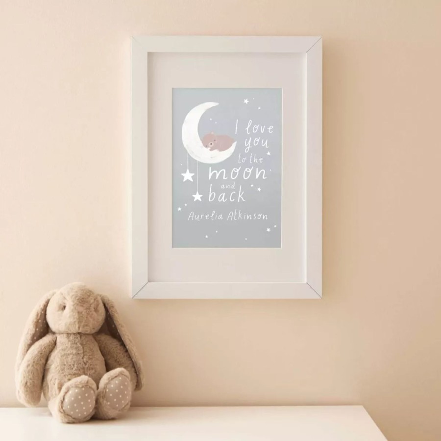 Furniture My 1st Years Wall Art & Prints | Personalised Moon And Stars Design Wall Art