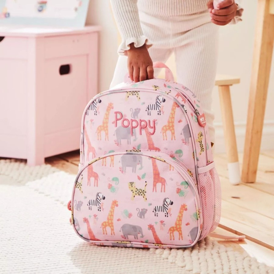 Kids (2-7Yrs) My 1st Years Kids Backpacks | Personalised Pink Safari Print Medium Backpack