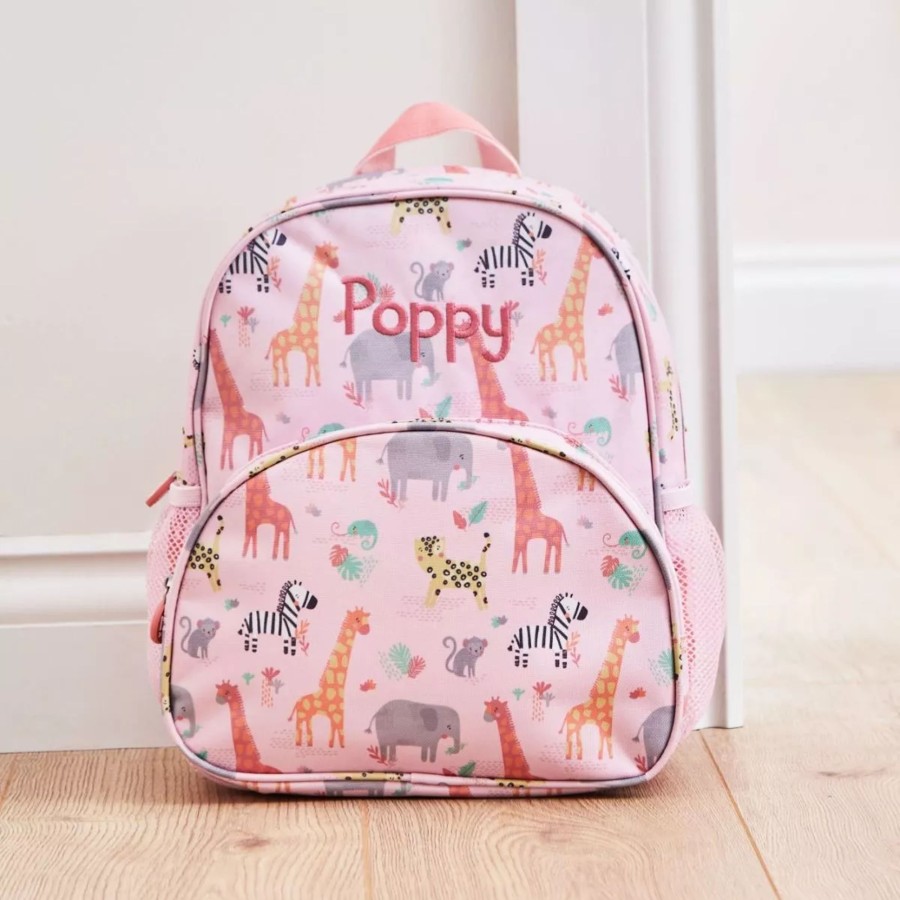 Kids (2-7Yrs) My 1st Years Kids Backpacks | Personalised Pink Safari Print Medium Backpack