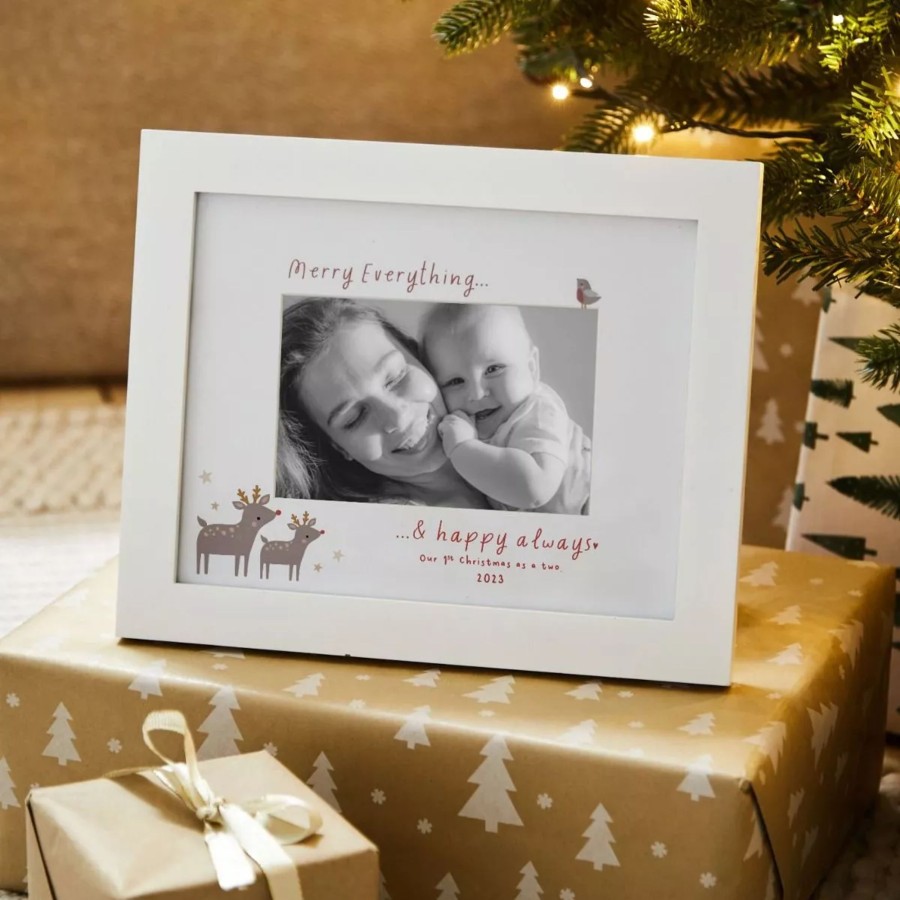 Furniture My 1st Years Photo Frames & Keepsakes | Personalised Our 1St Christmas Reindeer Family Picture Frame