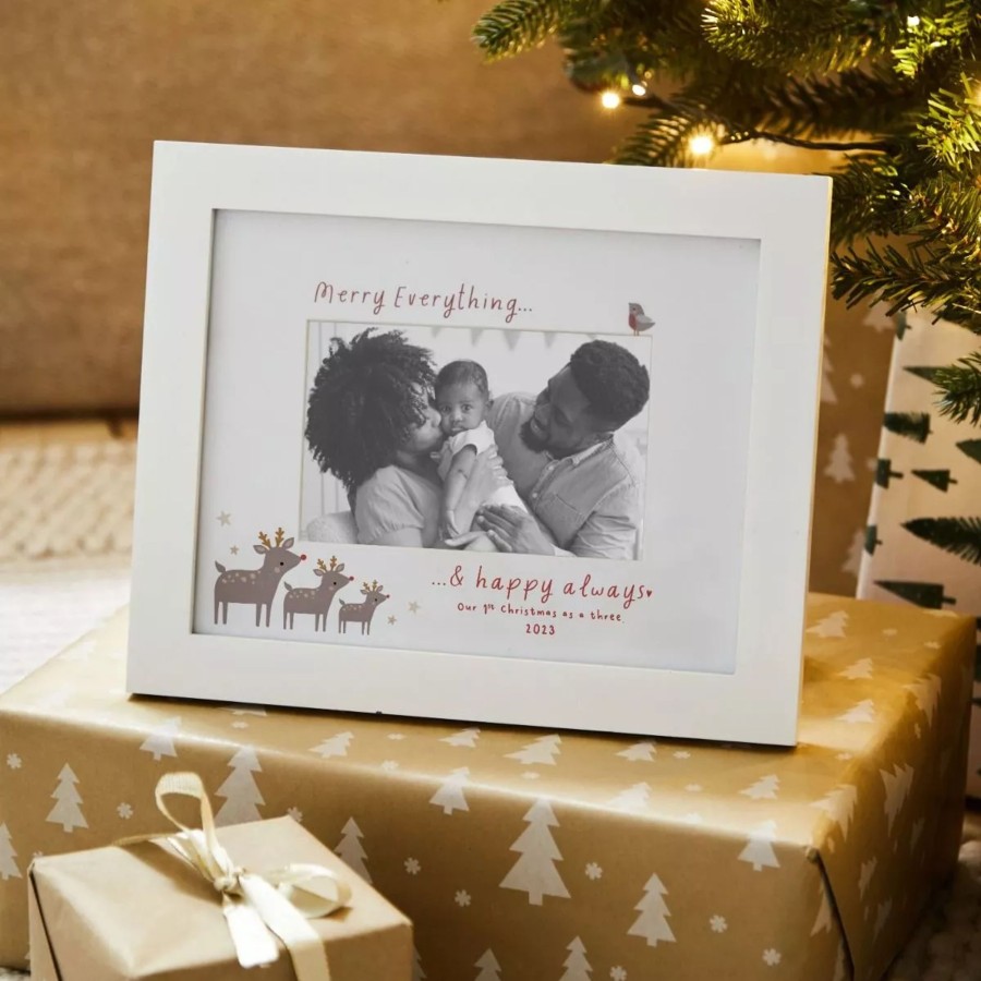 Furniture My 1st Years Photo Frames & Keepsakes | Personalised Our 1St Christmas Reindeer Family Picture Frame