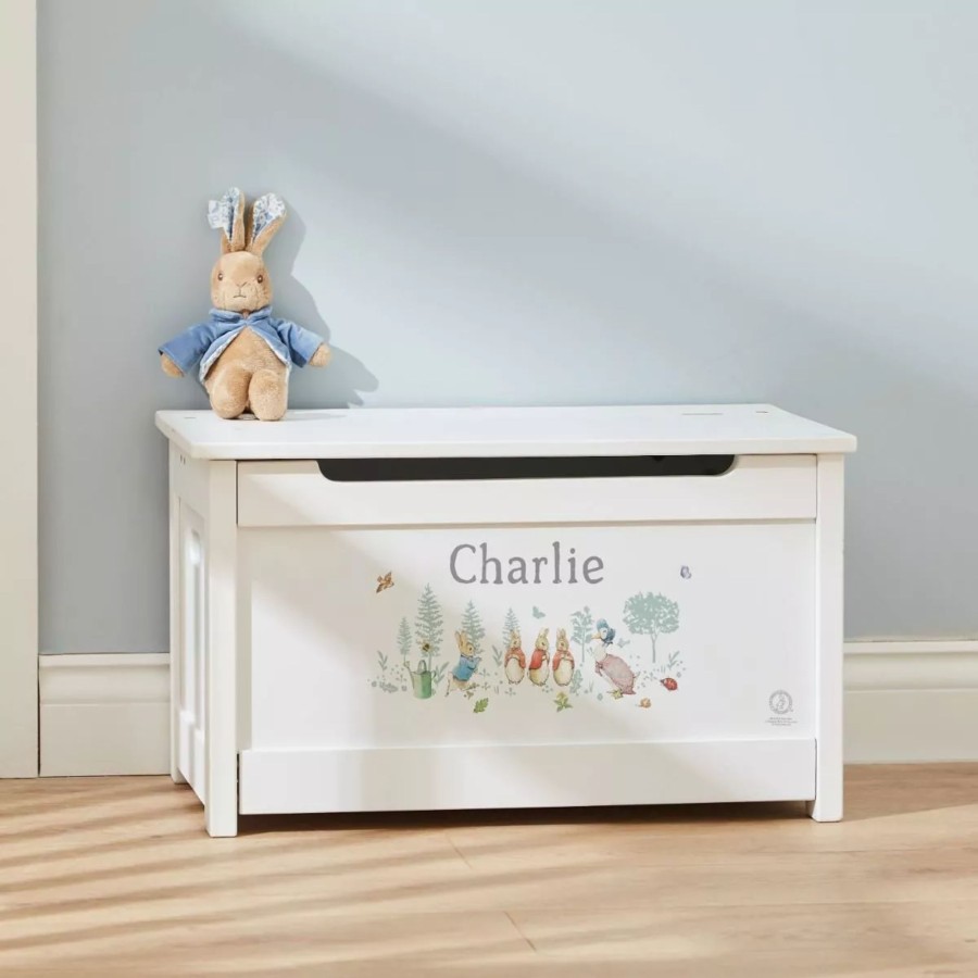 Furniture My 1st Years Toy Chests & Benches | Personalised Peter Rabbit & Friends White Toy Box