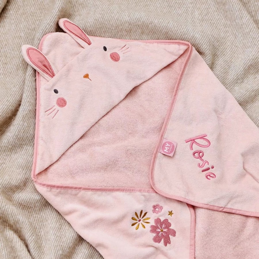 Kids (2-7Yrs) My 1st Years Kids Towels | Personalised Pink Bunny Hooded Towel