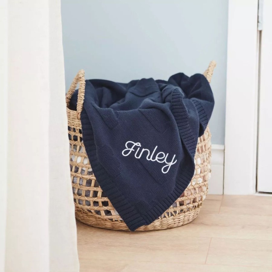 Baby (0-24 Mos) My 1st Years Baby Blankets & Comforters | Personalised Navy Cloud Jacquard Blanket