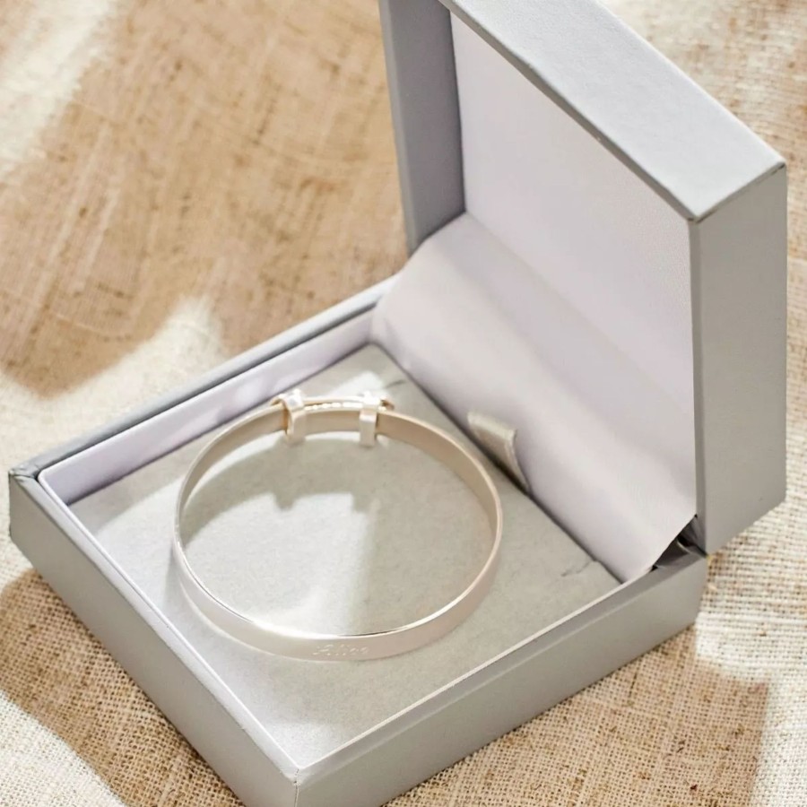 Furniture My 1st Years Photo Frames & Keepsakes | Silver Engraved Baby Bangle With Heart