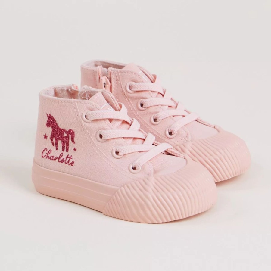 Kids (2-7Yrs) My 1st Years Kids Shoes | Personalised Pink Unicorn Design High Top Trainers