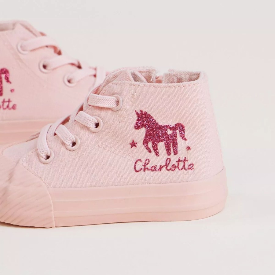 Kids (2-7Yrs) My 1st Years Kids Shoes | Personalised Pink Unicorn Design High Top Trainers