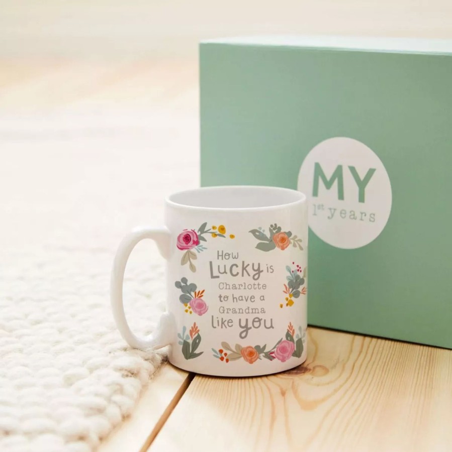 Gifts My 1st Years Gifts For Grown Ups | Personalised Floral Print 'Lucky' Mug