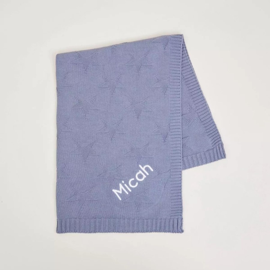 Baby (0-24 Mos) My 1st Years Baby Blankets & Comforters | Personalised Blue Jacquard Star Blanket