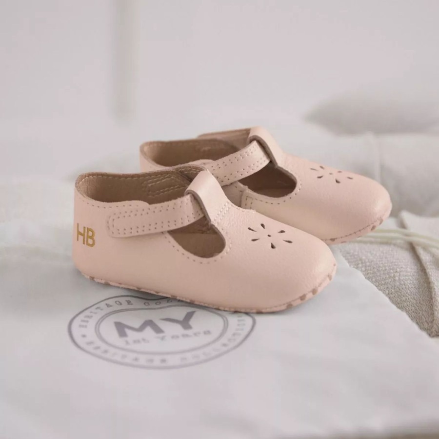 Baby (0-24 Mos) My 1st Years Baby Pram Shoes | Personalised Pink Leather Pram Shoes