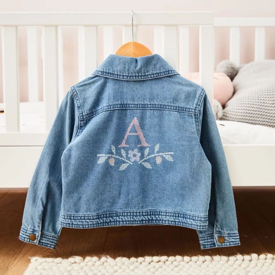 Kids (2-7Yrs) My 1st Years Kids Denim Collection | Personalised-Floral-Cross-Stitch-Children-S-Denim-Jacket