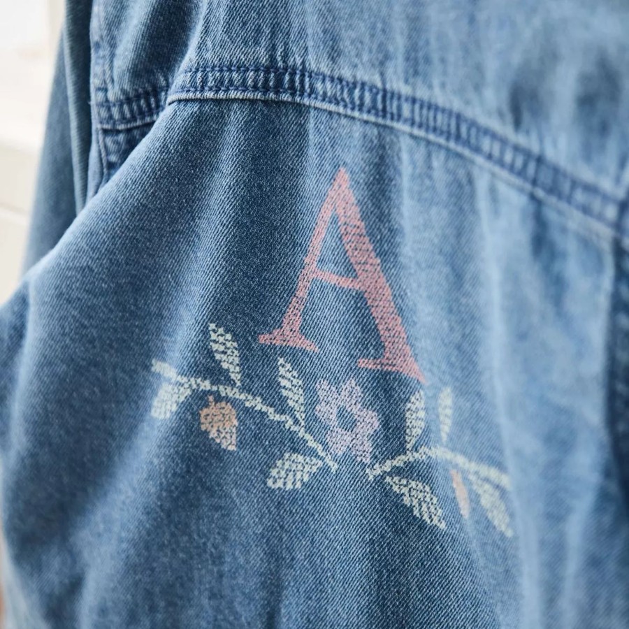 Kids (2-7Yrs) My 1st Years Kids Denim Collection | Personalised-Floral-Cross-Stitch-Children-S-Denim-Jacket