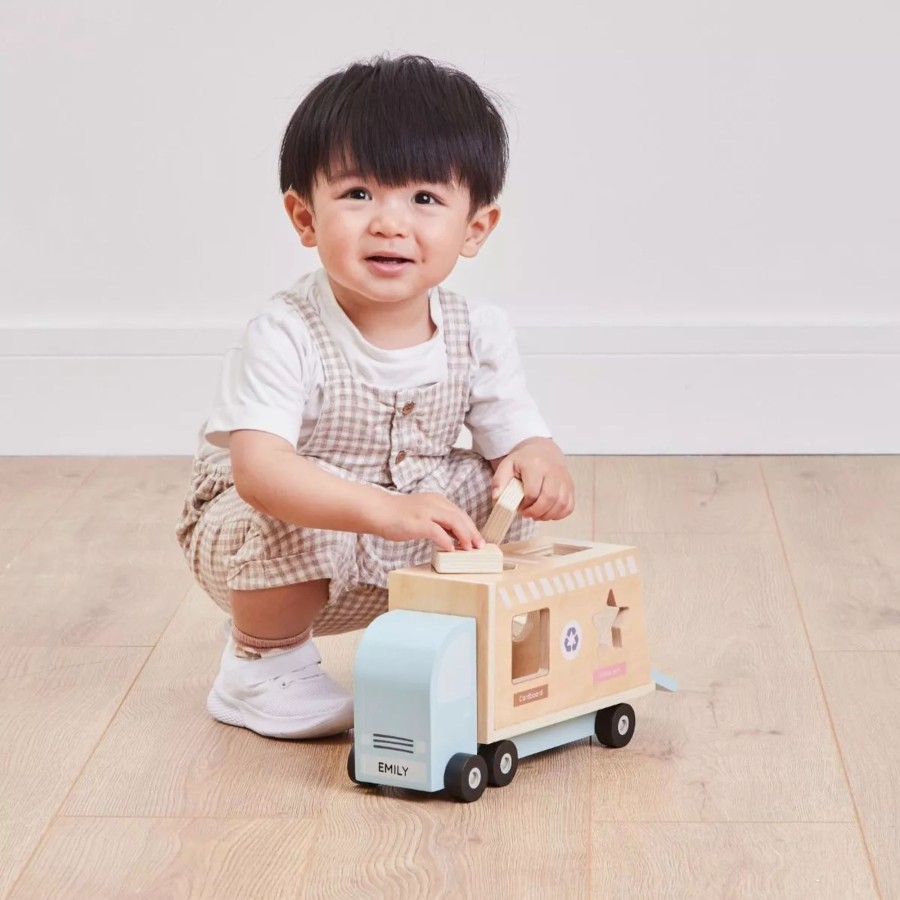 Toys & Books My 1st Years Pull Along Toys | Personalised Wooden Recycling Lorry Shape Sorter Toy