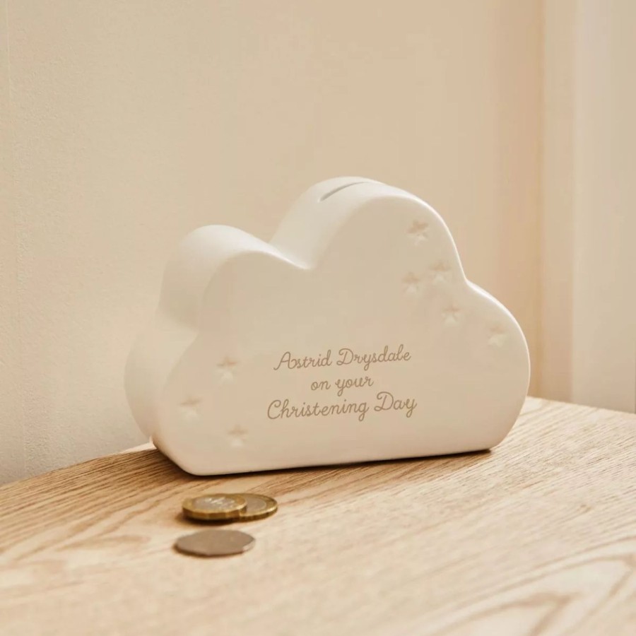 Furniture My 1st Years Room Accessories | Personalised Ceramic Cloud Christening Money Box