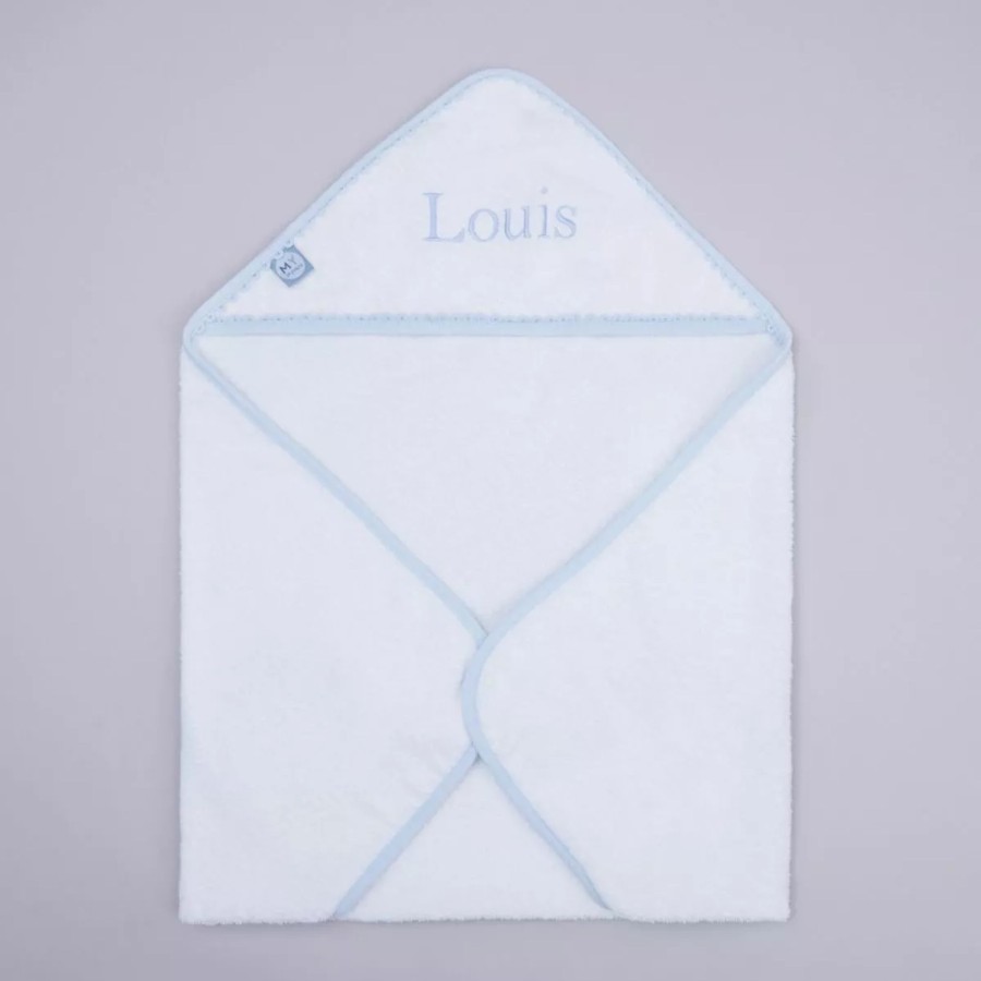 Kids (2-7Yrs) My 1st Years Kids Towels | Personalised Blue Picot Trim Hooded Towel