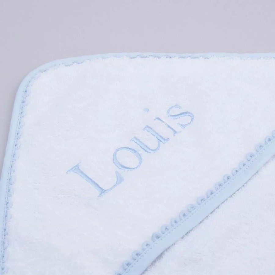 Kids (2-7Yrs) My 1st Years Kids Towels | Personalised Blue Picot Trim Hooded Towel