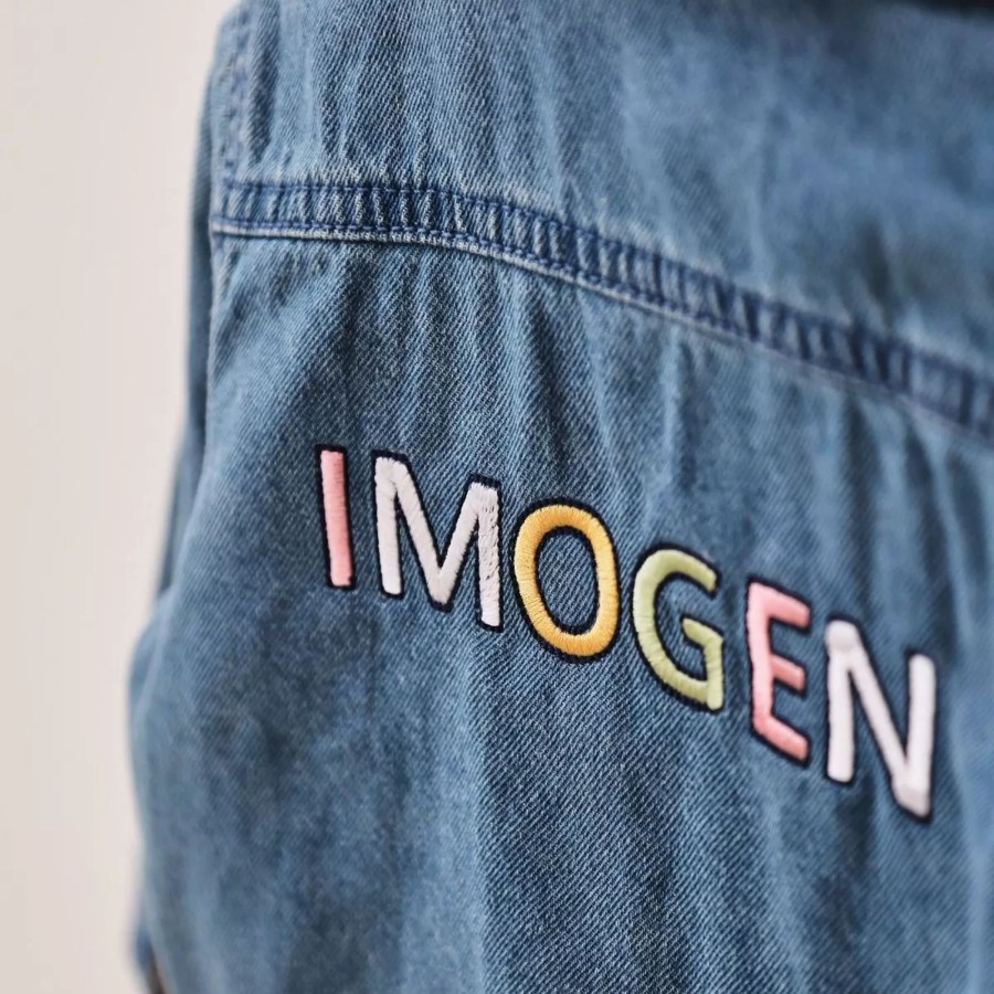 Kids (2-7Yrs) My 1st Years Kids Denim Collection | Personalised Pastel Letter Patch Denim Jacket