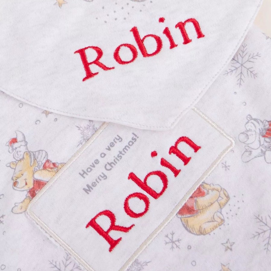 Gifts Disney Clothing Gift Sets | Personalised Winnie The Pooh Christmas Baby Outfit Set (4 Piece)