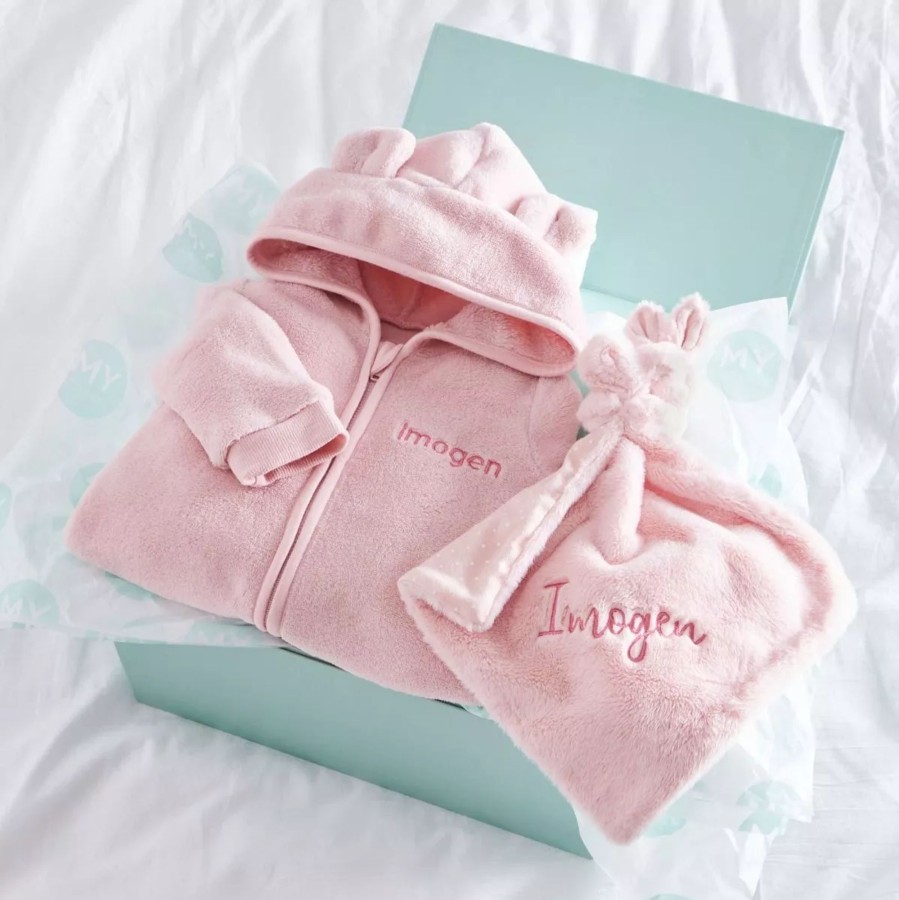 Toys & Books My 1st Years Comforters | Personalised Pink Fleece Onesie & Comforter Gift Set