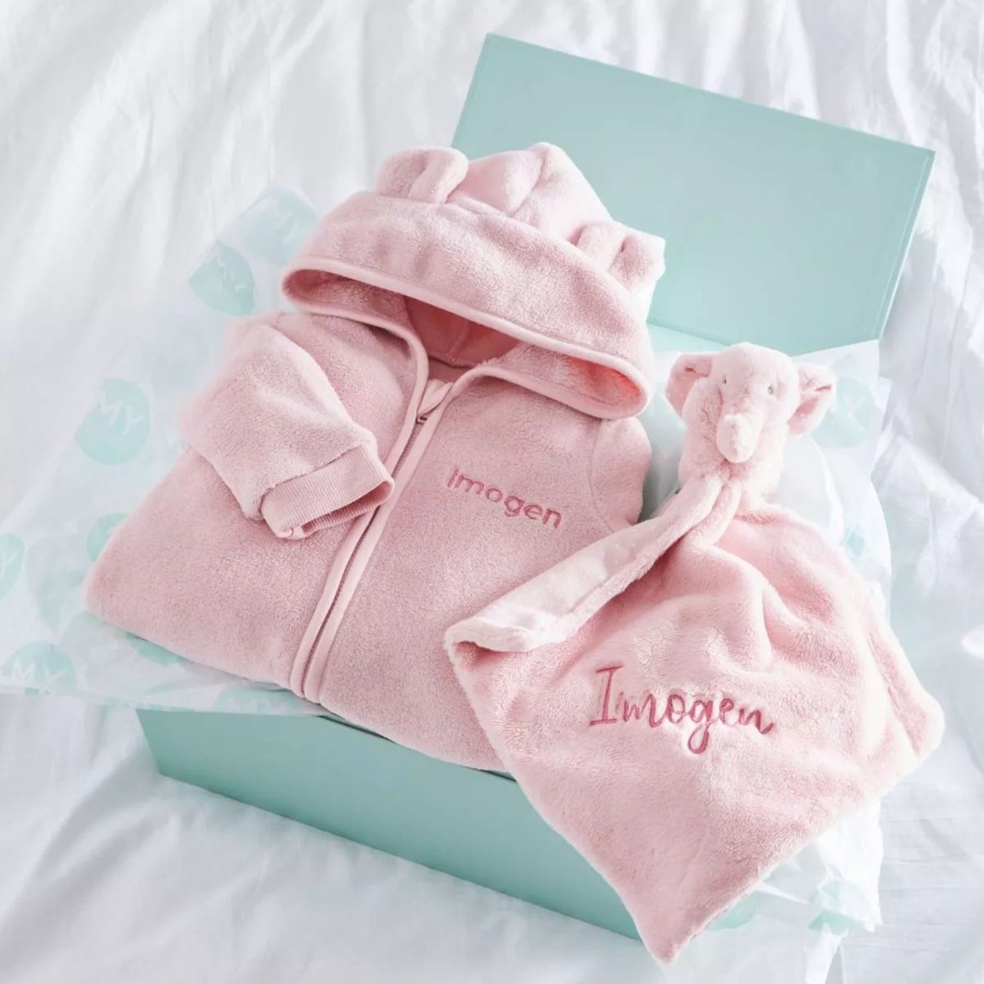 Toys & Books My 1st Years Comforters | Personalised Pink Fleece Onesie & Comforter Gift Set