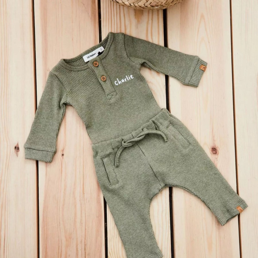 Baby (0-24 Mos) My 1st Years All Baby Clothing | Personalised Khaki Bodysuit And Leggings Set