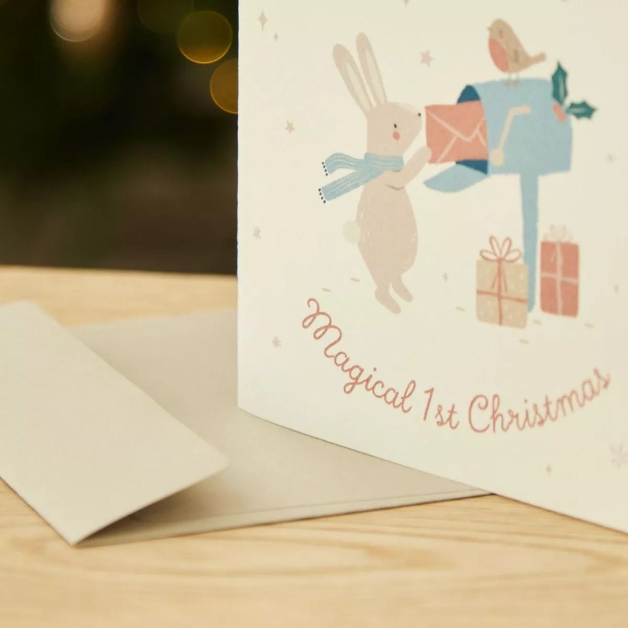 Gifts My 1st Years Greetings Cards | Pink My 1St Christmas Card