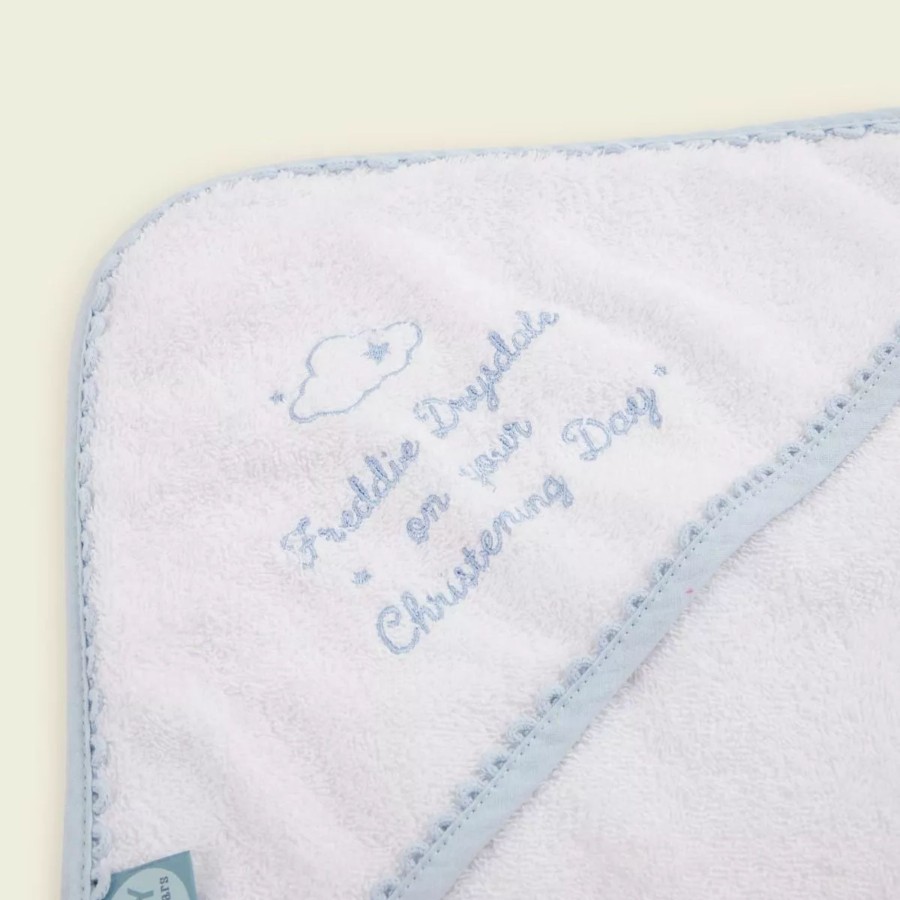 Baby (0-24 Mos) My 1st Years Baby Towels | Personalised Blue Christening Picot Trim Hooded Towel