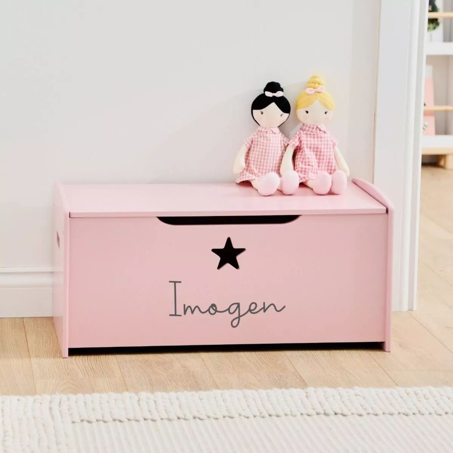 Furniture My 1st Years Toy Chests & Benches | Personalised Large Pink Star Design Toy Box