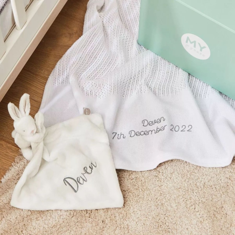 Baby (0-24 Mos) My 1st Years Baby Blankets & Comforters | Personalised Ivory New Baby Gift Set