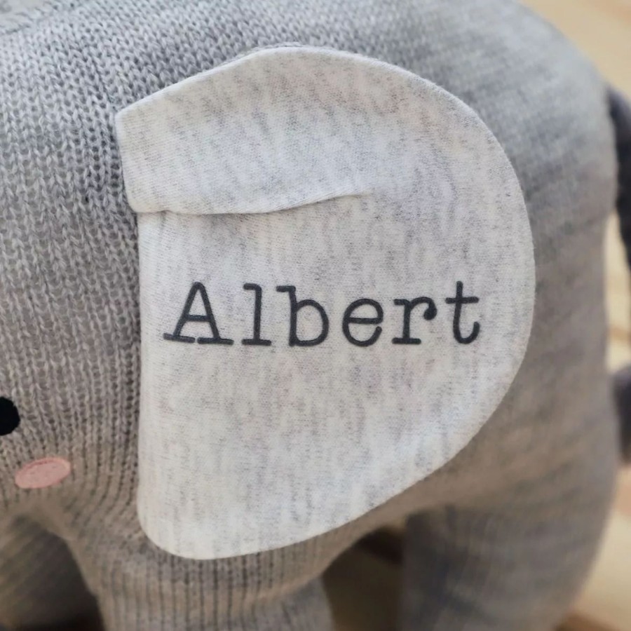 Toys & Books My 1st Years Cuddly Toys | Personalised Grey Knitted Elephant Soft Toy