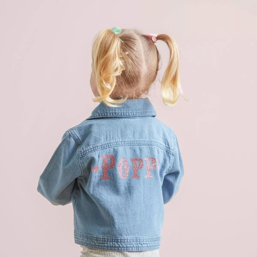 Kids (2-7Yrs) My 1st Years Kids Denim Collection | Personalised Pink Glitter Denim Jacket