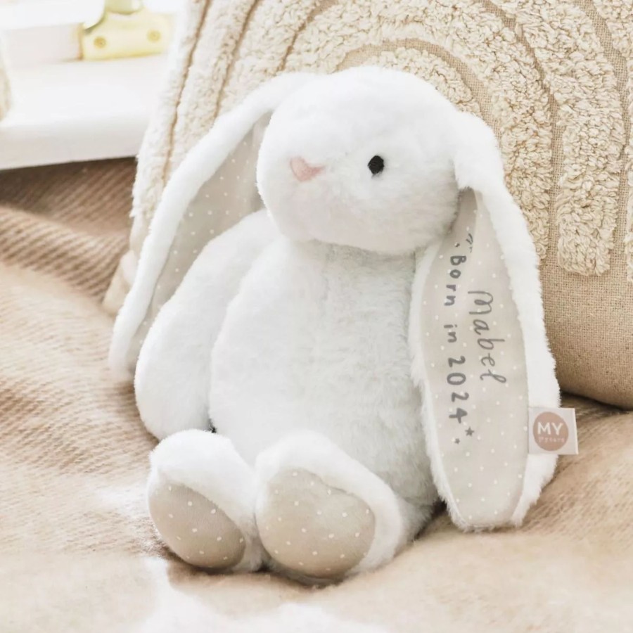 Toys & Books My 1st Years Cuddly Toys | Personalised Born In 2024 White Bunny Soft Toy