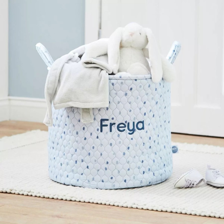 Toys & Books My 1st Years Soft Storage Bags | Personalised Large Blue Polka Dot Storage Bag