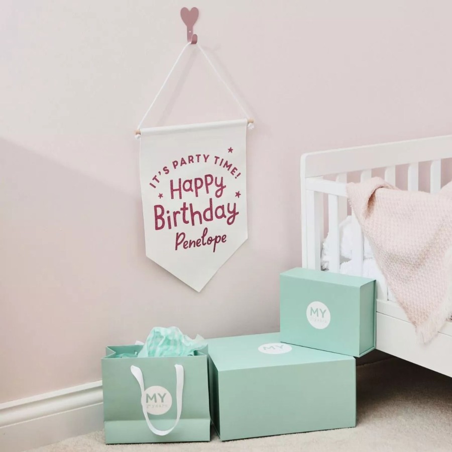 Furniture My 1st Years Wall Art & Prints | Personalised Pink Birthday Celebration Wall Hanging