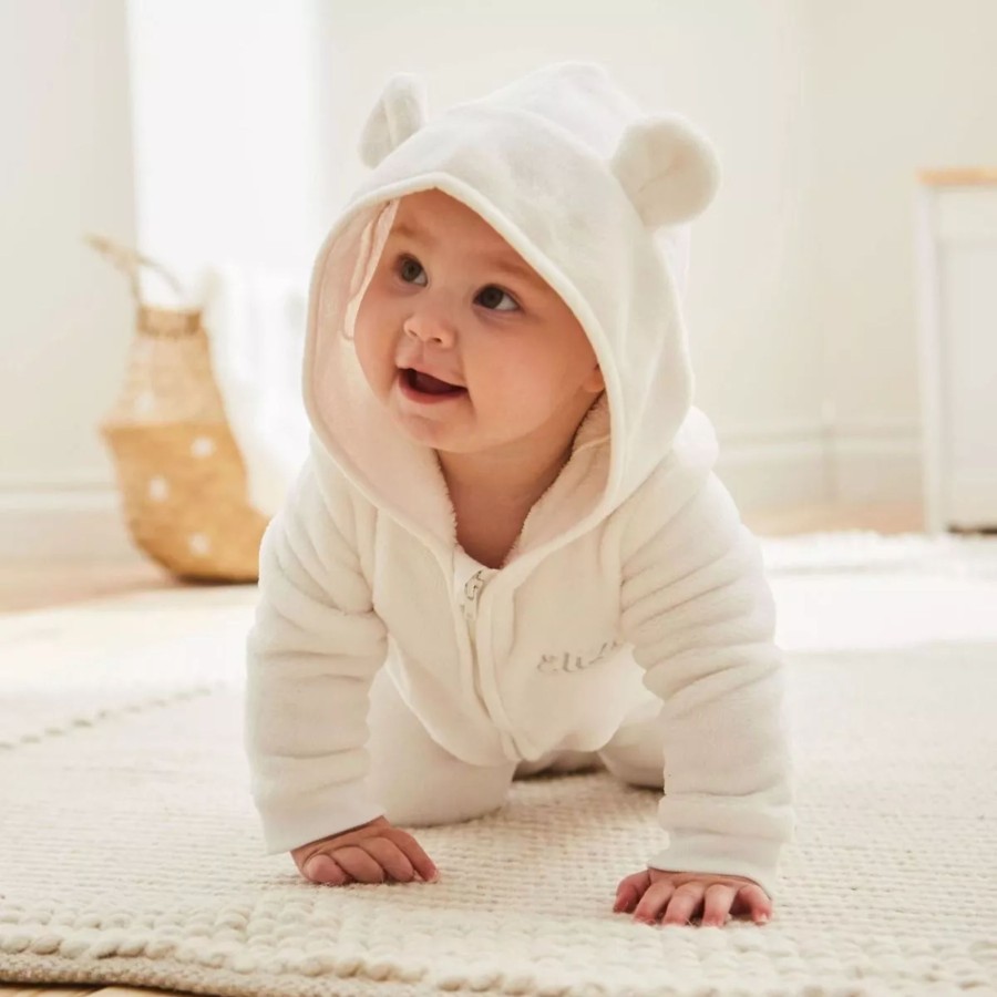 Baby (0-24 Mos) My 1st Years Baby Outerwear | Personalised Ivory Fleece Onesie