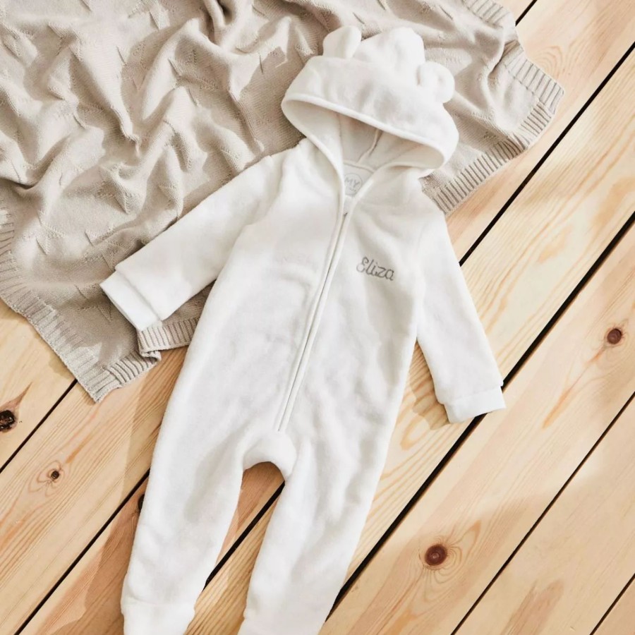 Baby (0-24 Mos) My 1st Years Baby Outerwear | Personalised Ivory Fleece Onesie