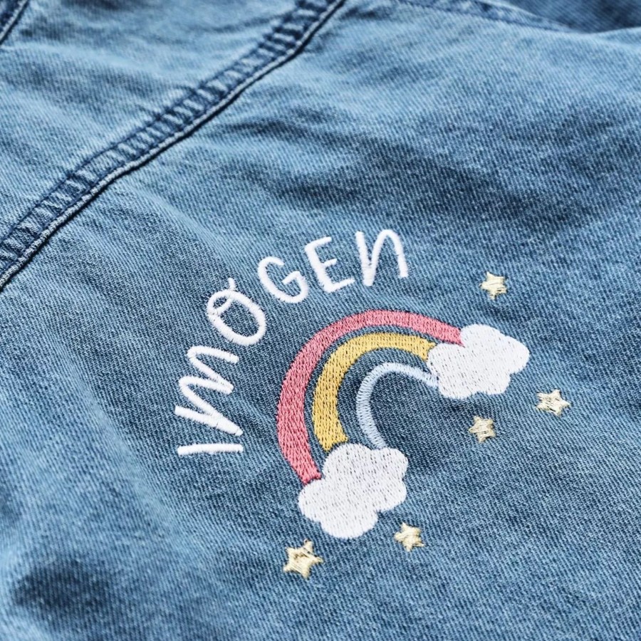 Kids (2-7Yrs) My 1st Years Kids Outfits | Personalised Rainbow Denim Jacket