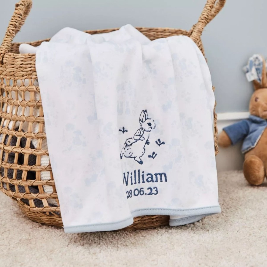 Baby (0-24 Mos) Peter Rabbit Baby Blankets & Comforters | Personalised Peter Rabbit Print Jersey Blanket