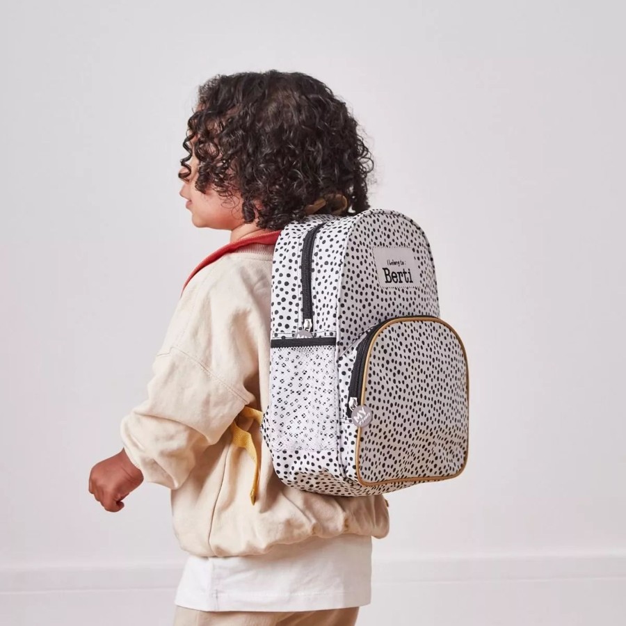 Kids (2-7Yrs) My 1st Years Kids Backpacks | Personalised Black And White Polka Dot Medium Backpack