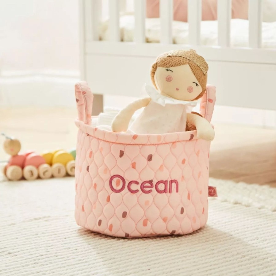 Furniture My 1st Years Room Accessories | Personalised Small Pink Polka Dot Storage Bag