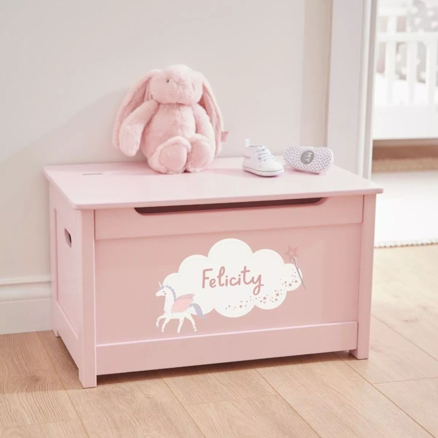 Furniture My 1st Years Toy Chests & Benches | Personalised Unicorn Design Pink Panelled Toy Box