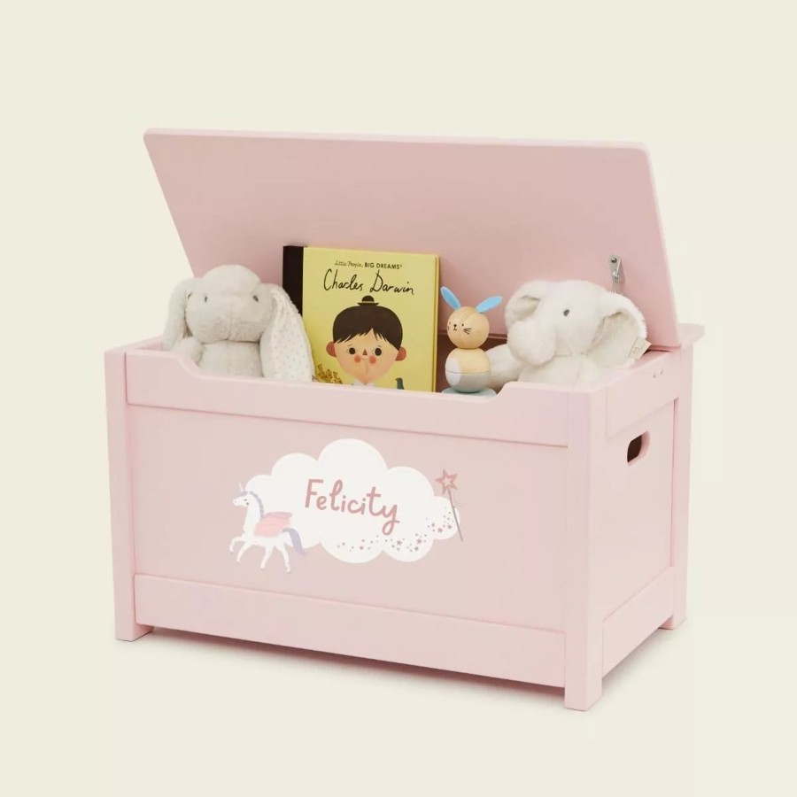 Furniture My 1st Years Toy Chests & Benches | Personalised Unicorn Design Pink Panelled Toy Box