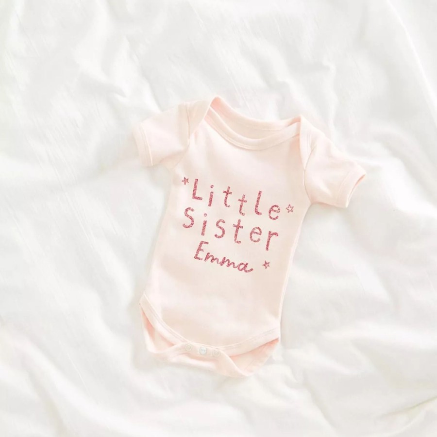 Baby (0-24 Mos) My 1st Years All Baby Clothing | Personalised Pink Little Sister Bodysuit