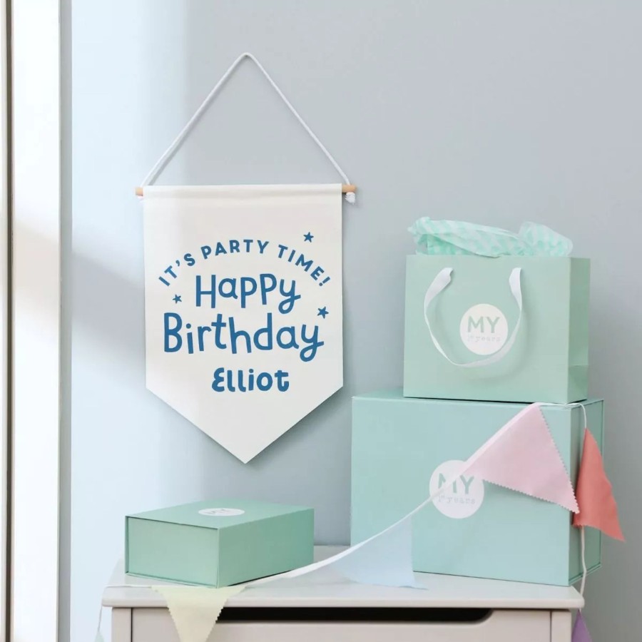 Furniture My 1st Years Wall Art & Prints | Personalised Blue Birthday Celebration Wall Hanging