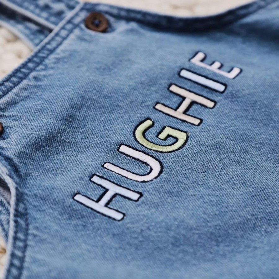 Kids (2-7Yrs) My 1st Years Kids Outfits | Personalised Multi-Coloured Letter Patch Short-Legged Denim Dungarees