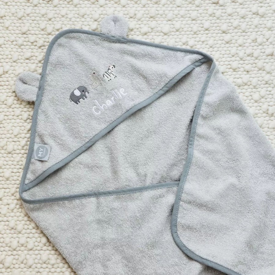 Kids (2-7Yrs) My 1st Years Kids Towels | Personalised Grey Welcome To The World Hooded Towel