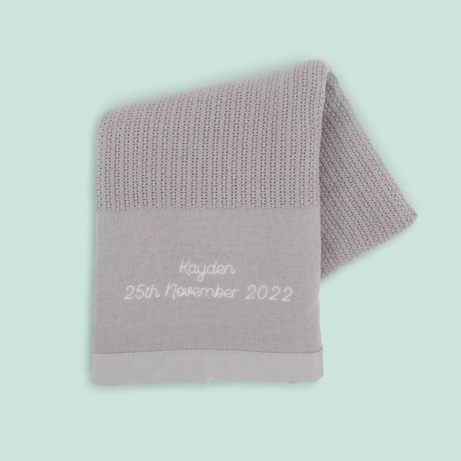 Furniture My 1st Years Bedtime Accessories | Personalised Grey Cellular Blanket