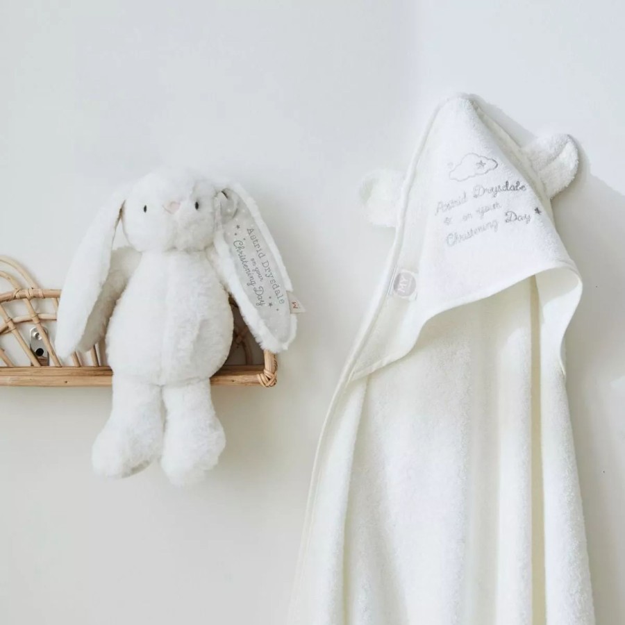 Baby (0-24 Mos) My 1st Years Baby Towels | Personalised Ivory Bunny And Hooded Towel Christening Gift Set