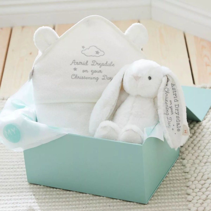 Baby (0-24 Mos) My 1st Years Baby Towels | Personalised Ivory Bunny And Hooded Towel Christening Gift Set